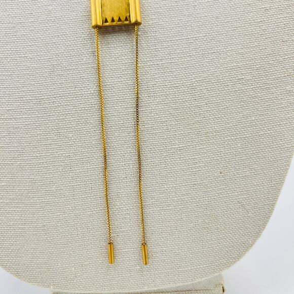 Madewell Lariat Bolo Style Necklace Matte Gold Minimalist Avant Garde - Picture 5 of 5
